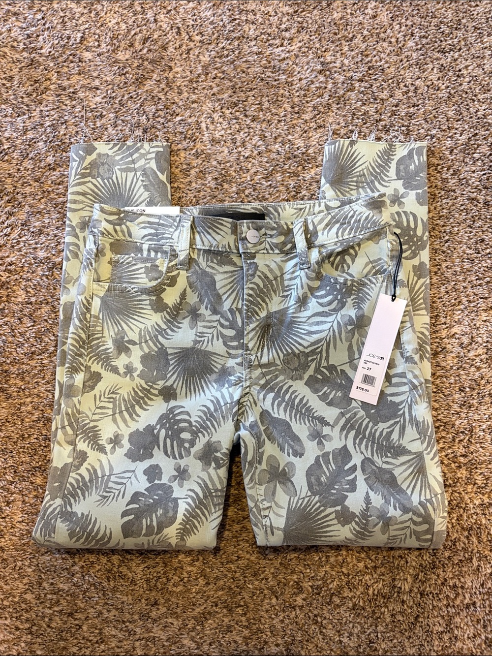 Joe's Jeans Women's Tropical Leaf Skinny Jeans in Sage and Gray